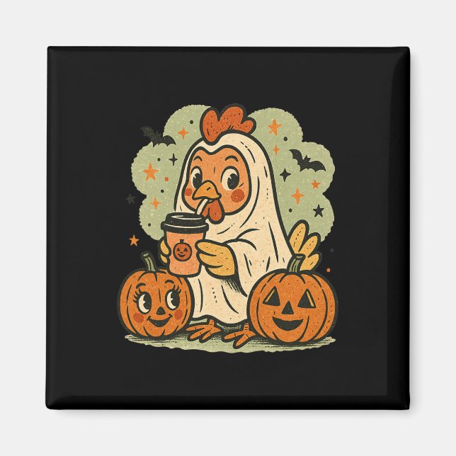 Halloween Chicken Ghost Costume Retro Tee Rooster  Magnet (Front)