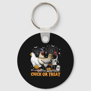 Halloween Chicken Pumpkin Chick Or Treat Spooky Se Key Ring