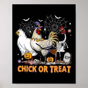 Halloween Chicken Pumpkin Chick Or Treat Spooky Se Poster