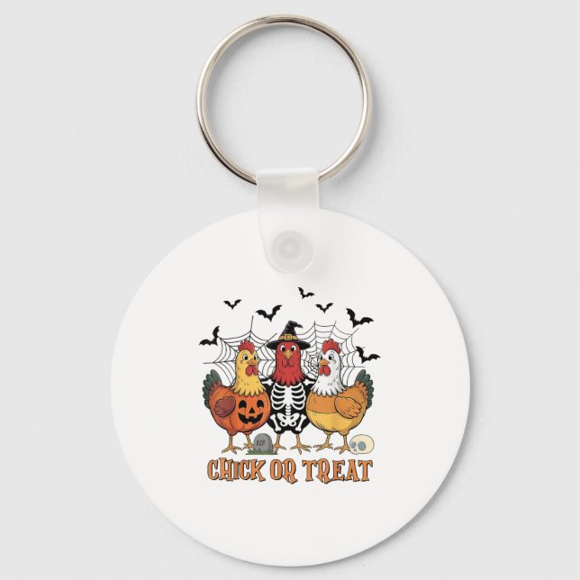 Halloween Chicken Skeleton Chick Or Treat Spooky S Key Ring (Front)
