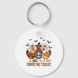 Halloween Chicken Skeleton Chick Or Treat Spooky S Key Ring