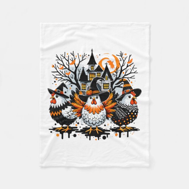 Halloween Chickens Farmer Chicken Girl  Fleece Blanket (Front)
