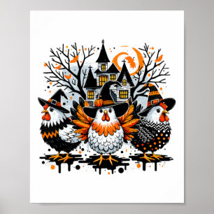 Halloween Chickens Farmer Chicken Girl Poster