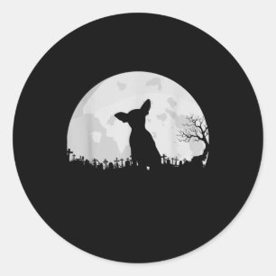 Halloween Chihuahua Costume Gift Moon Funny Classic Round Sticker