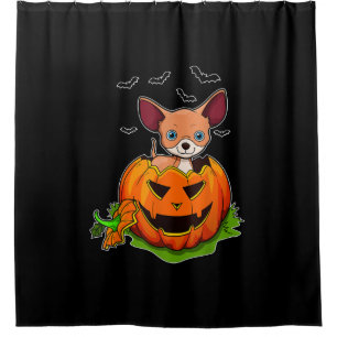 Halloween Chihuahua Dog Lovers Pumpkin Grunge Jack Shower Curtain