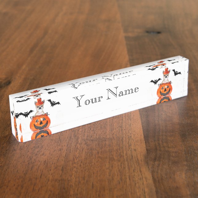 Halloween Chihuahua dog Nameplate (Side)