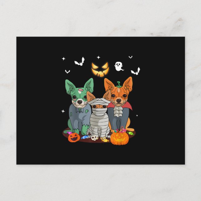 Halloween Chihuahua Dog Witch Cute Gift Dachshund Announcement Postcard (Front)
