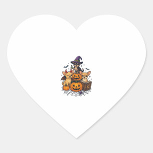Halloween Chihuahua Dogs Pumpkins Witch Hat Spell Heart Sticker