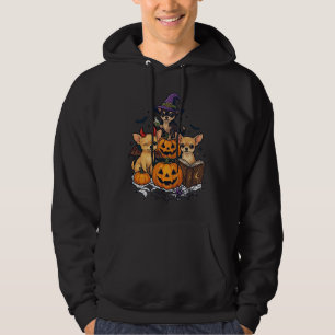 Halloween Chihuahua Dogs Pumpkins Witch Hat Spell Hoodie