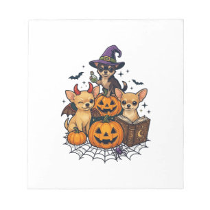 Halloween Chihuahua Dogs Pumpkins Witch Hat Spell Notepad