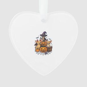 Halloween Chihuahua Dogs Pumpkins Witch Hat Spell Ornament