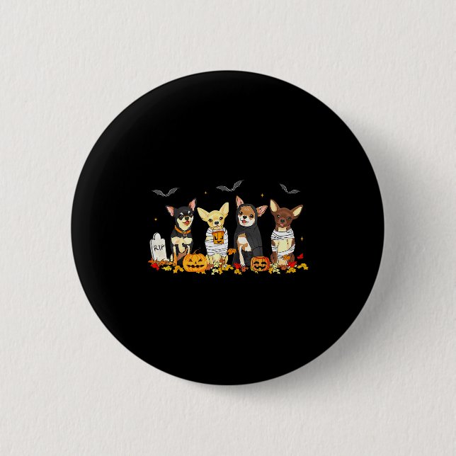 Halloween Chihuahua Ghost Soky Chihuahua Lovers Do 6 Cm Round Badge (Front)
