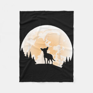 Halloween Chihuahua Moon Dogs Lover Funny Hallowee Fleece Blanket