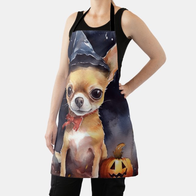 Halloween chihuahua With Pumpkins Scary Apron (Insitu)