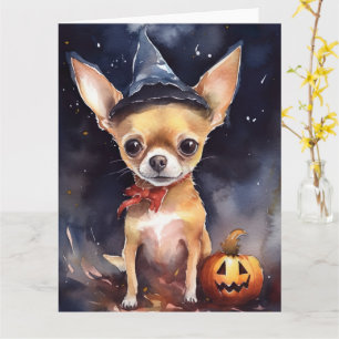 Halloween chihuahua With Pumpkins Scary Card