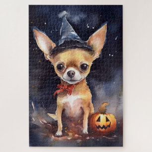 Halloween chihuahua With Pumpkins Scary Jigsaw Puzzle