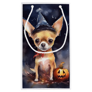 Halloween chihuahua With Pumpkins Scary Small Gift Bag