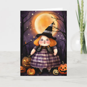 Halloween Child Witch Illustration Card