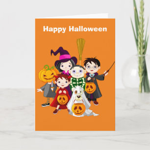 Halloween children trick or treating card