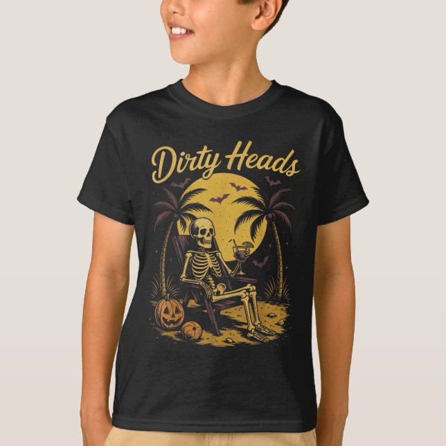Halloween Chill Skeleton Dirty Heads Retro For Men T-Shirt (Front)