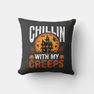 Halloween Chillin With My Creeps Haunted House Des Cushion