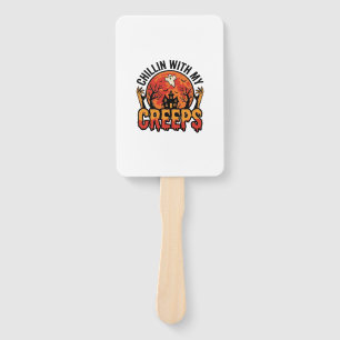 Halloween Chillin With My Creeps Vintage T-Shirt D Hand Fan