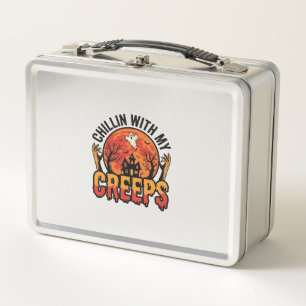 Halloween Chillin With My Creeps Vintage T-Shirt D Metal Lunch Box