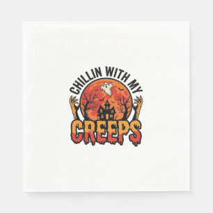 Halloween Chillin With My Creeps Vintage T-Shirt D Napkin