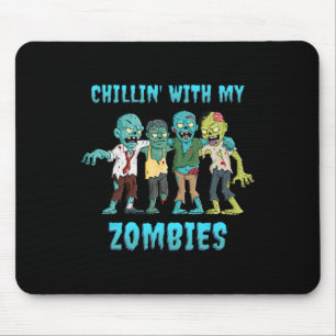 Halloween Chillin With My Zombies Boys Girls Kids Mouse Mat