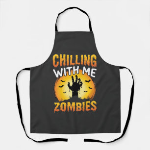 Halloween Chilling With Me Zombies Graphic Apron