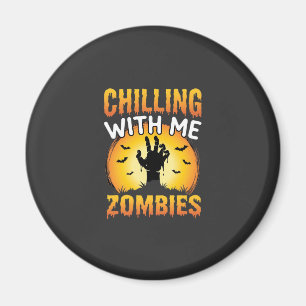 Halloween Chilling With Me Zombies Graphic Magnet