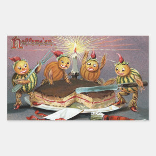Halloween Chocolate Frosted Cake Vintage Rectangular Sticker