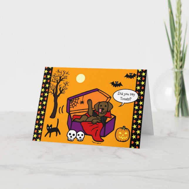 Halloween Chocolate Lab Vampire Card (Front)