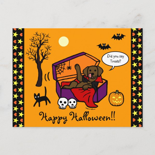 Halloween Chocolate Lab Vampire Postcard (Front)