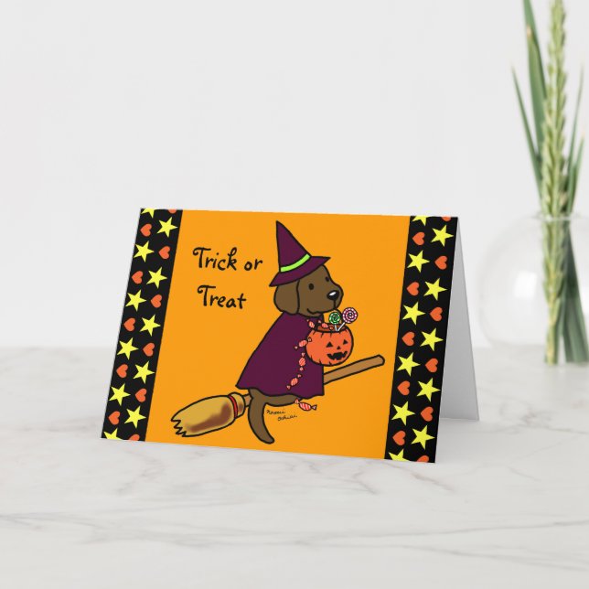 Halloween Chocolate Labrador Cartoon 1 Card (Front)