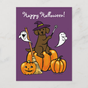 Halloween Chocolate Labrador Cartoon 2 Postcard