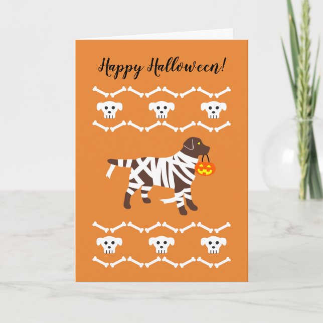 Halloween Chocolate Labrador Mummy Card (Front)