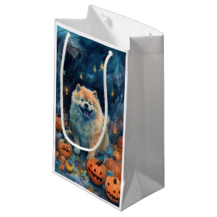 Halloween Chow Chow With Pumpkins Scary Small Gift Bag