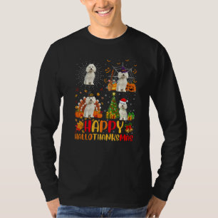 Halloween Christmas Bichon Frise Dog Hallothanksm T-Shirt