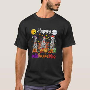 Halloween Christmas Dalmatian Dog Hallothanksmas T-Shirt