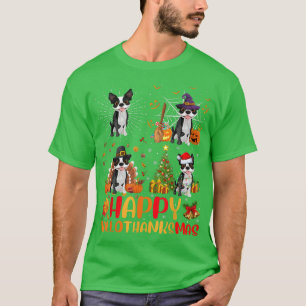 Halloween Christmas Funny Boston Terrier Dog Hallo T-Shirt