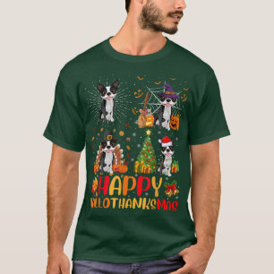 Halloween Christmas Funny Boston Terrier Dog Hallo T-Shirt