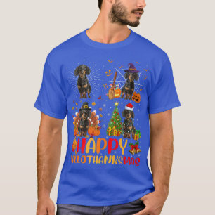 Halloween Christmas Funny Dachshund Dog Hallothank T-Shirt