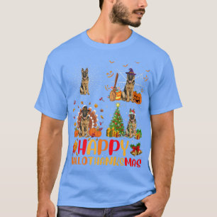 Halloween Christmas Funny German Shepherd Dog Hall T-Shirt
