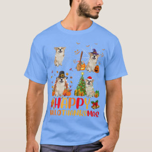 Halloween Christmas Funny Welsh Corgi Dog Hallotha T-Shirt