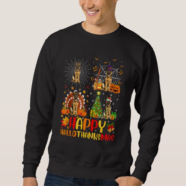Halloween Christmas  German Shepherd Dog Hallothan Sweatshirt (Front)