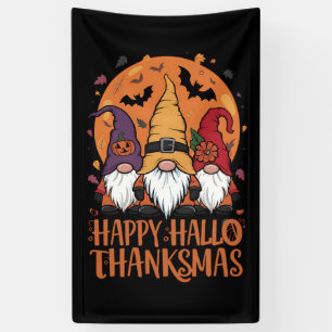 Halloween Christmas Happy HalloThanksMas Gnomes Banner