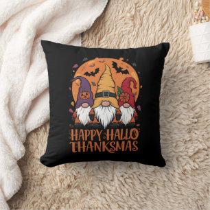Halloween Christmas Happy HalloThanksMas Gnomes Cushion