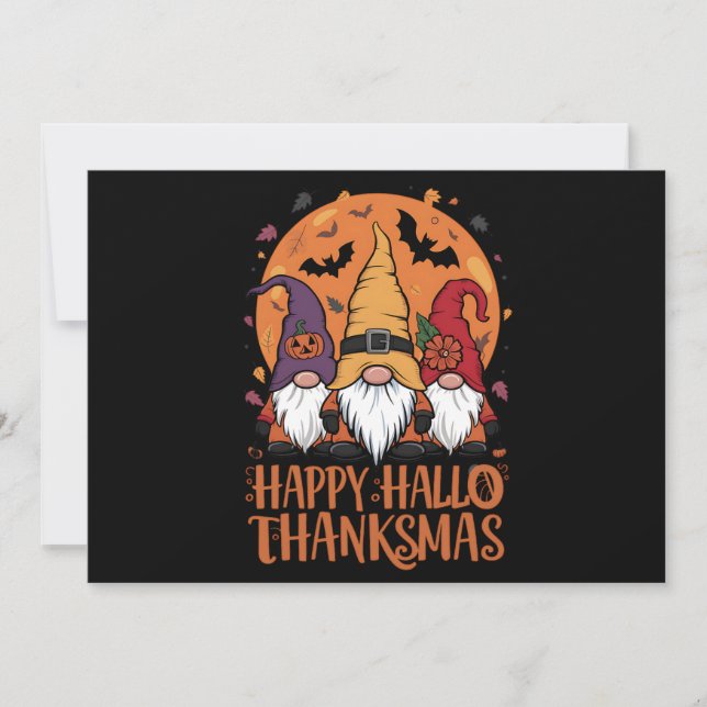 Halloween Christmas Happy HalloThanksMas Gnomes Invitation (Front)