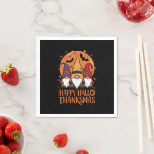 Halloween Christmas Happy HalloThanksMas Gnomes Napkin
